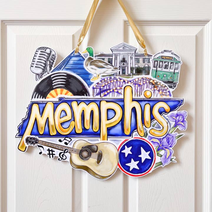 Memphis Door Hanger - Tennessee Pride Southern Outdoor Decor for wholesale by Home Malone