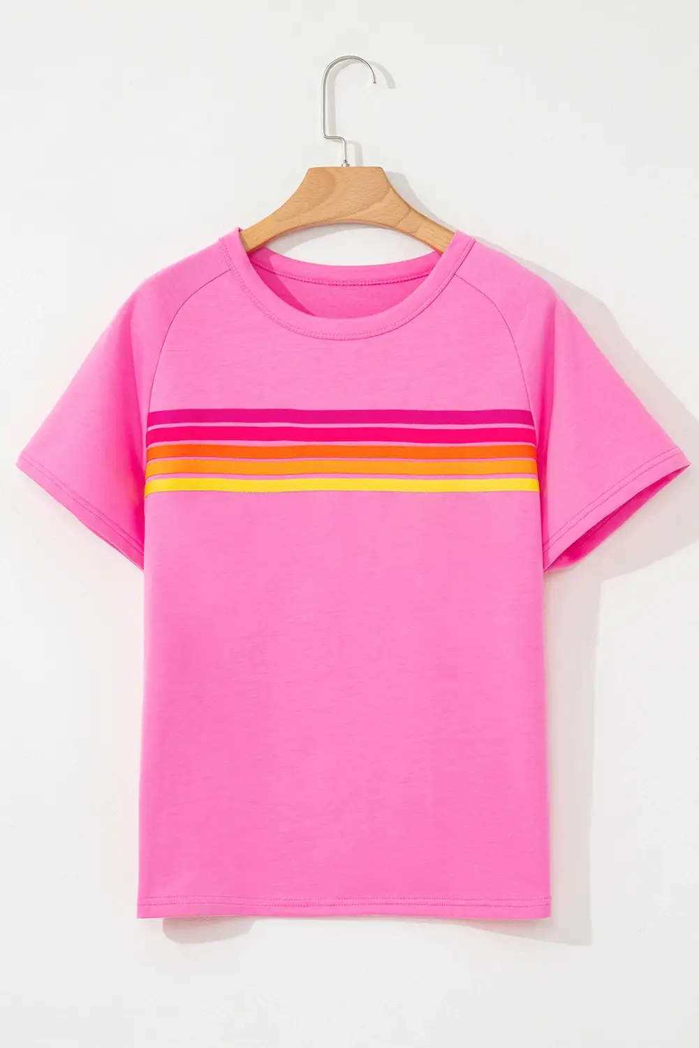 Lovesoft - Vente T-shirt – femme - T-shirt décontracté à rayures unies avec patch sur le devant11