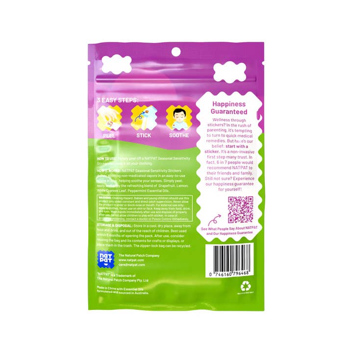 NATPAT - Wholesale Oral supplement/vitamin - NATPAT Seasonal Discomfort Stickers - Allergy Relief Sticker3