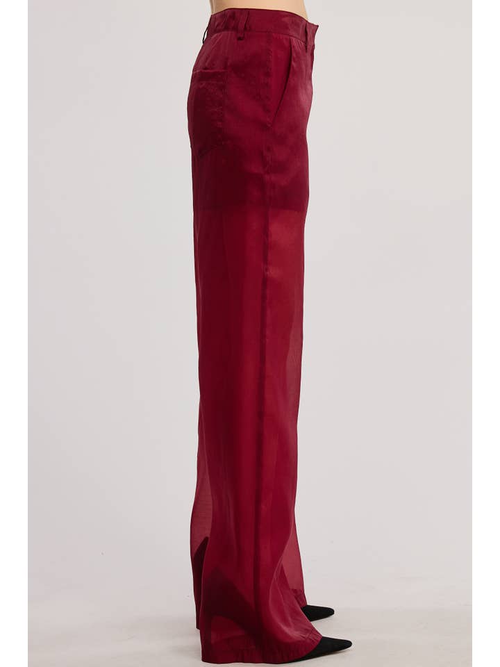 Mimosa - Wholesale Pants - Women's - Straight Leg Sheer Organza Pants with Lined Shorts6