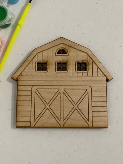 Unfinished Wooden Barn to Paint. Farm Barn Wooden Blank. for wholesale by C & A Engraving and Gifts
