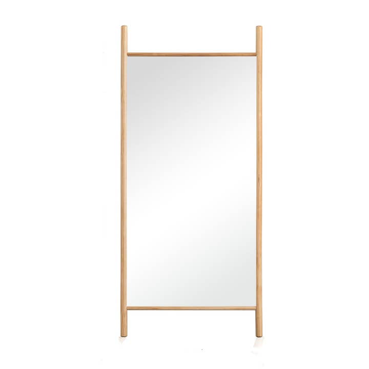 Espelho de Corpo Inteiro com Moldura Inclinada em Escada de Madeira Maciça Natural de 71" por atacado de HomeRoots