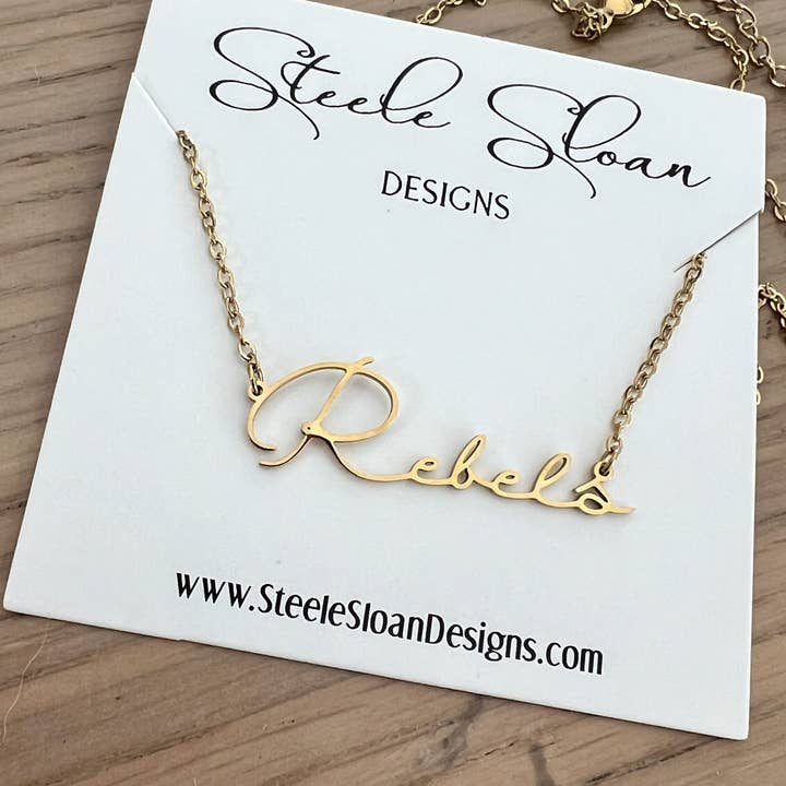 Ole Miss Rebels Gold Name Necklace Ole Miss Fan Gift Rebels and other Purchase Wholesale oleos essenciais. Free Returns & Net 60 Terms on Faire trending on Faire.