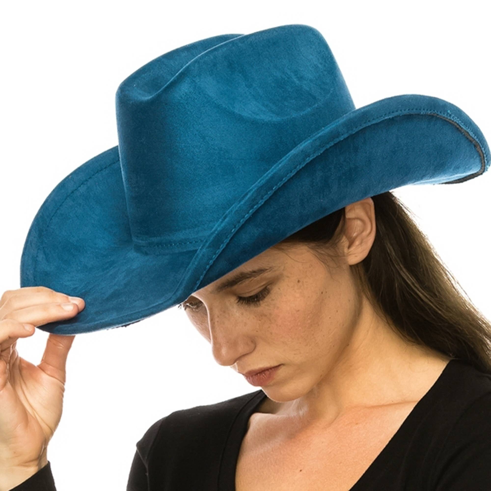 Queens INC - Wholesale Cowboy Hat - Women's - 🤠 Vegan Suede Cattleman Cowboy Hat15