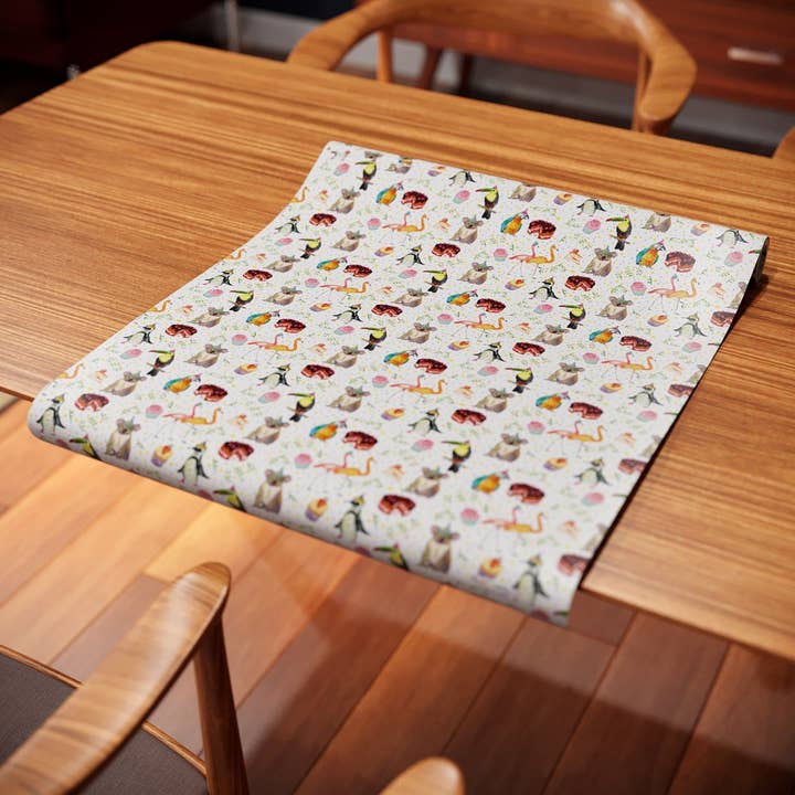 Rosie Webb illustrations - Wholesale Flat Wrap - W001 Party Animals gift wrap1