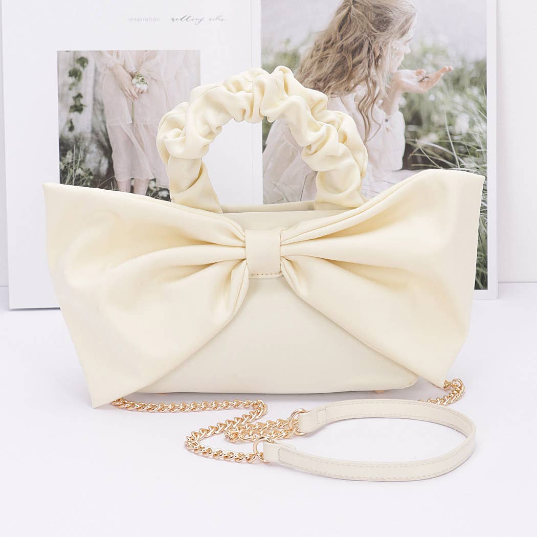 3AM BY H&D ACCESSORIES – Großhandel Henkeltasche – Damen – Nylon-Clutch mit Obergriff und großer Schleife vorne8