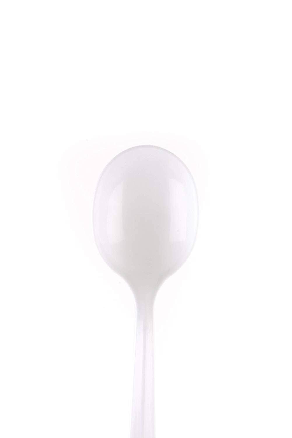 EcoQuality – wholesale Disposable tableware pack – Disposable Plastic Medium Weight Spoon White/Black Unwrapped5