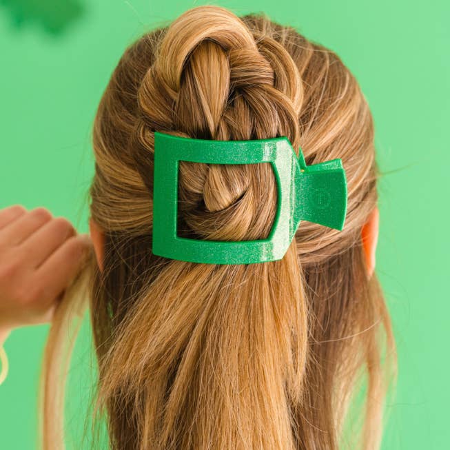 TELETIES - Wholesale Haarclip - Dames - Vierkante Platte Haarclip | Groot | Klaver Glans