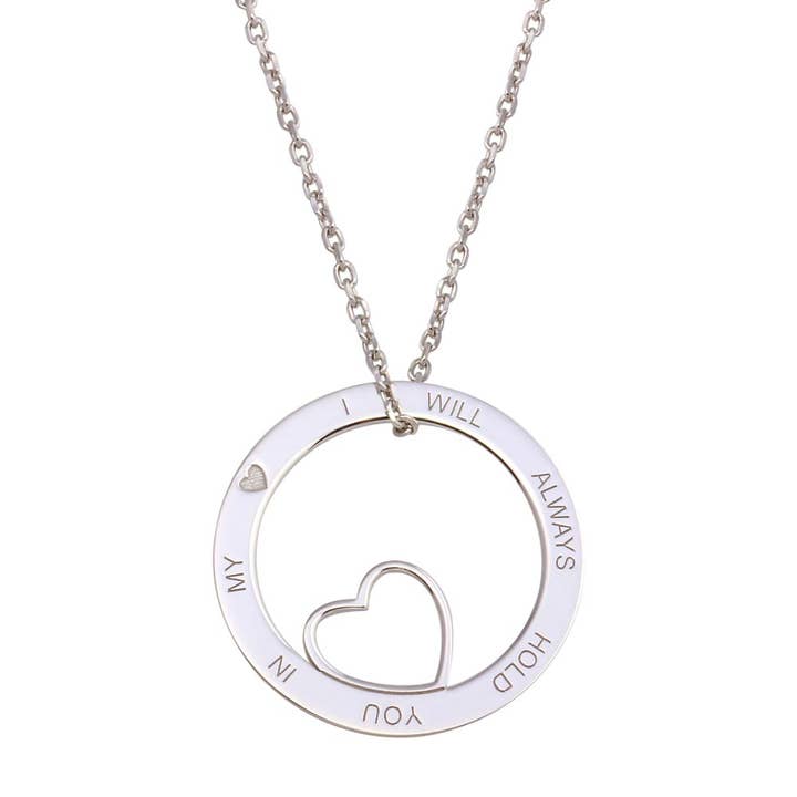 Rhodium Open Disc Heart Necklace - SOP00119CFJ for wholesale by Custom Fashion Jewels