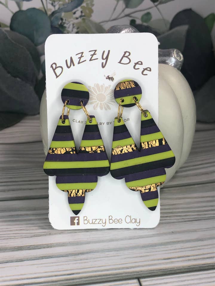 Pendentif d'Halloween à rayures pour la vente par Buzzy bee clay