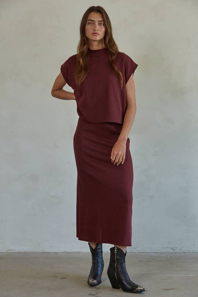 By Together - Wholesale Skirt - Women's - RJ3343 | Knit Cotton Polyester Midi Pencil Skirt1