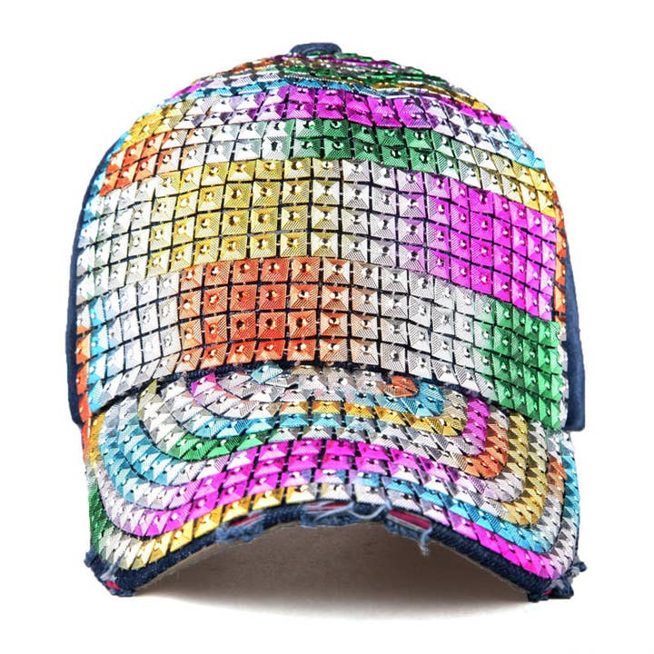 Multi Rhinestone Denim Cap C0511 for wholesale on Faire3