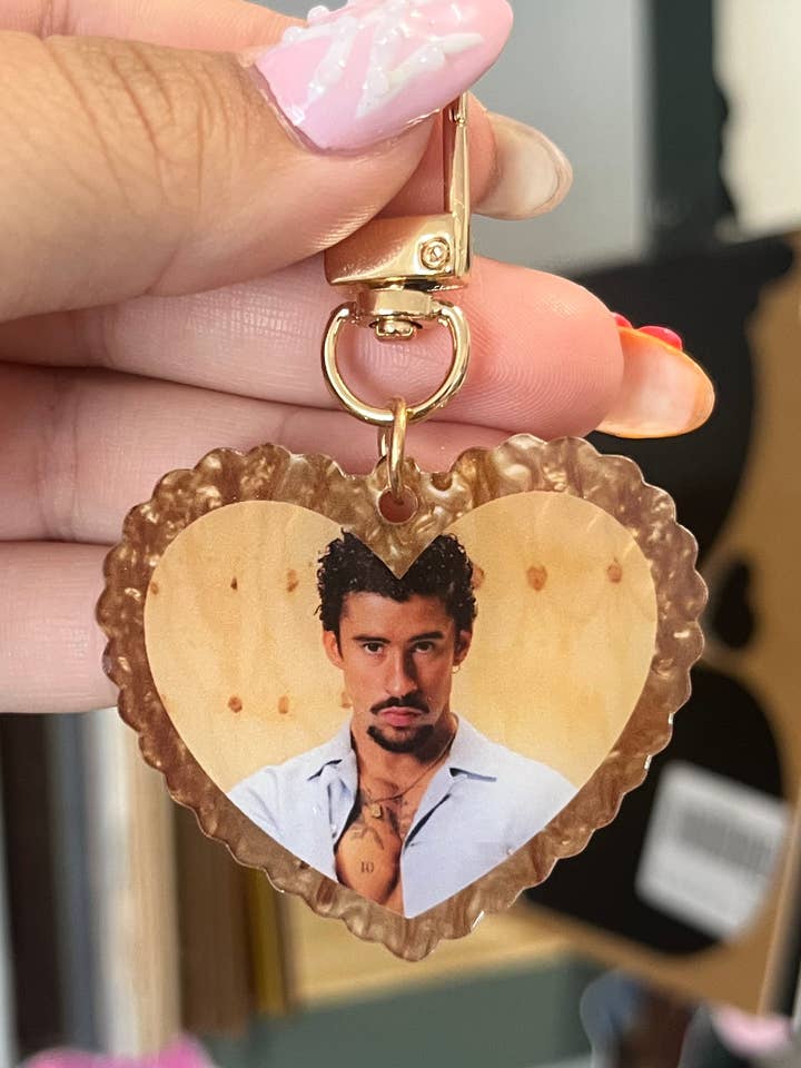 Bad Bunny Puerto Rico Heart Keychain for wholesale by Studio Nena