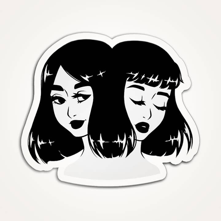 The Twins - B&W - Sticker for wholesale by The Fabled Creative Co.