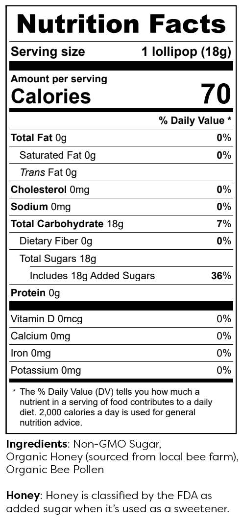 Sparko Sweets - Wholesale Lollipop - Honey Bee Pollen Lollipops - 1.7"5