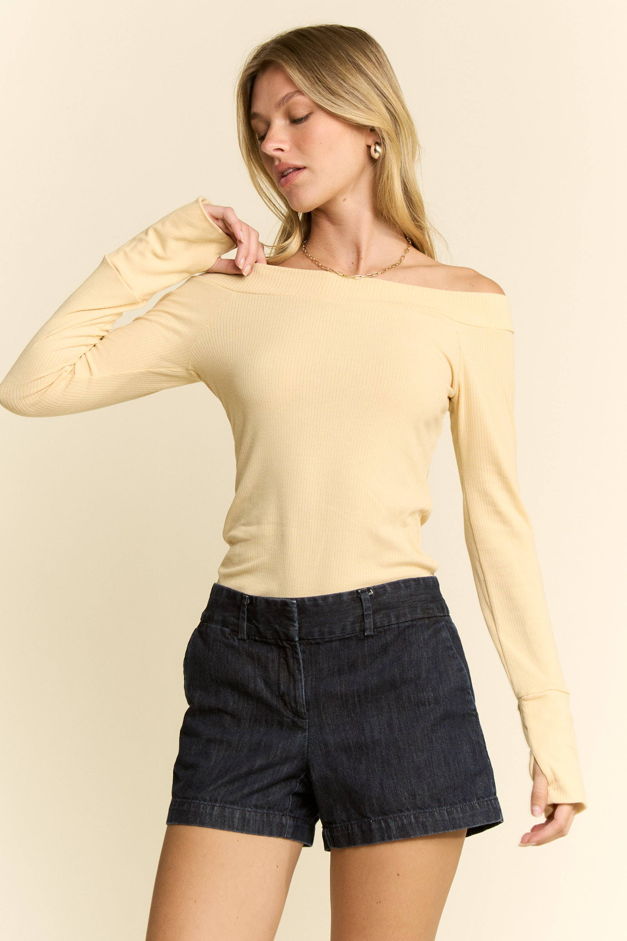 JADE BY JANE - Wholesale Knit Top - Women's - Solid Ribbed Off Shoulder Top15