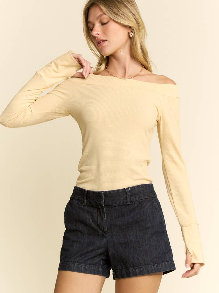 JADE BY JANE - Wholesale Knit Top - Women's - Solid Ribbed Off Shoulder Top15