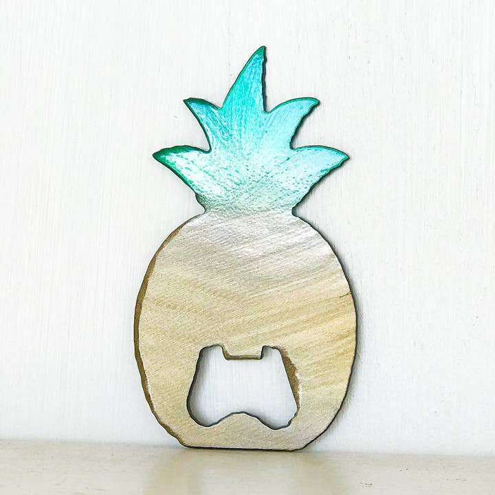 Pineapple Steel Bottle Opener With Powder Coat Fade Handmade for wholesale by Good Vibes Metal