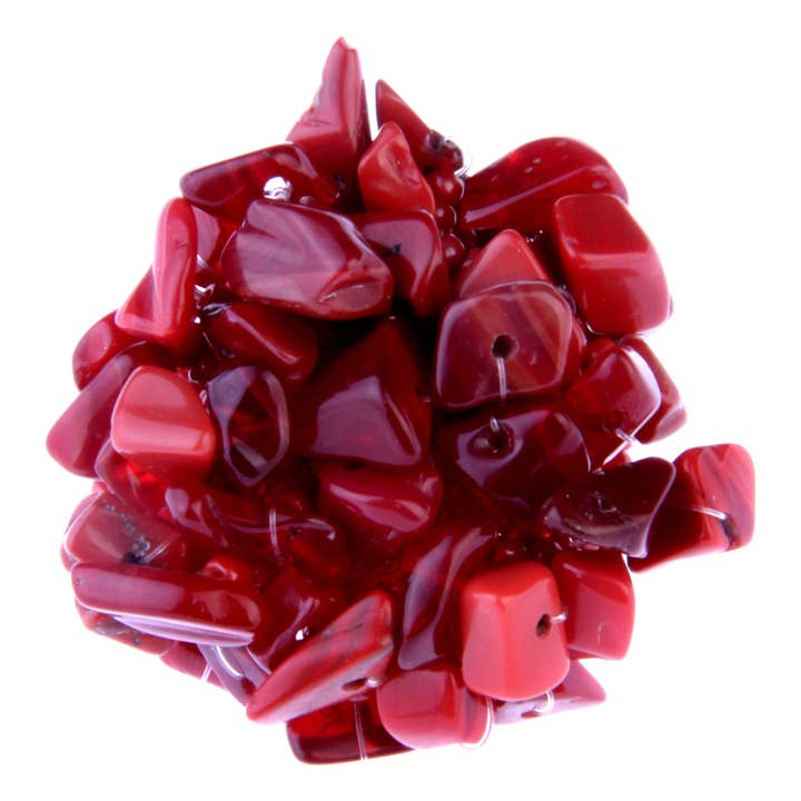 Erik & Mike - Venta al por mayor Anillo de banda/apilable - Anillo de piedra en racimo redondo con banda elástica de cuentas de vidrio4