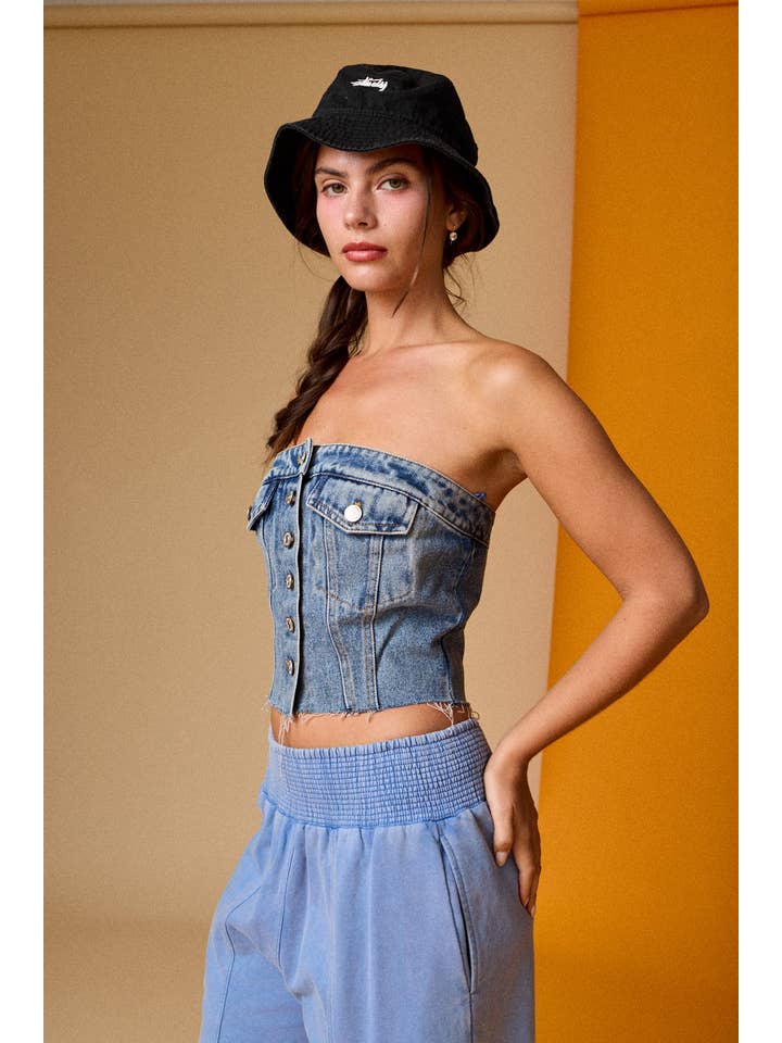 Papermoon - Wholesale Corset - Women's - PT17271 - Kaylani Denim Corset Top2