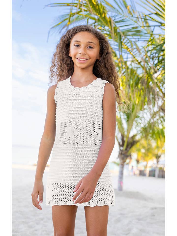 Emmi Floral Crochet Swim Coverup - White for wholesale on Faire1