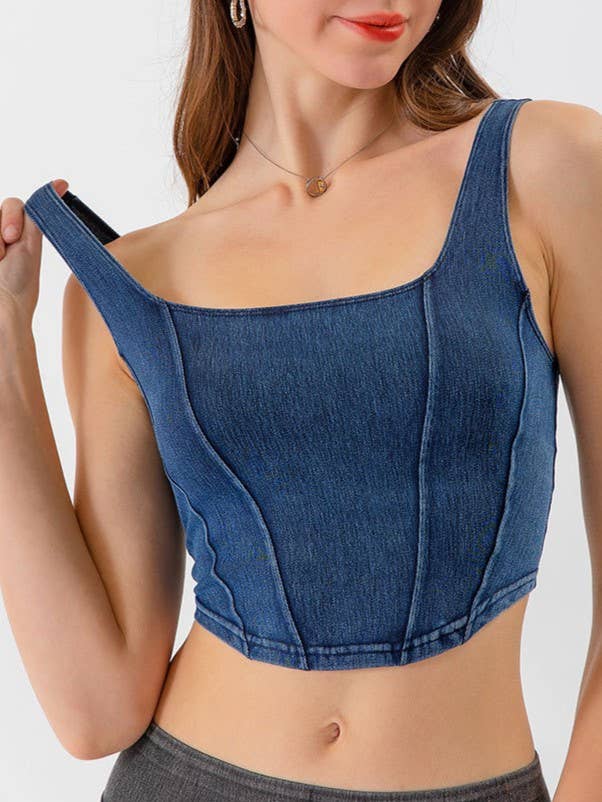 Rosa Clothing - Wholesale Tank Top - Women's - elasticated denim crop tank top brami top5