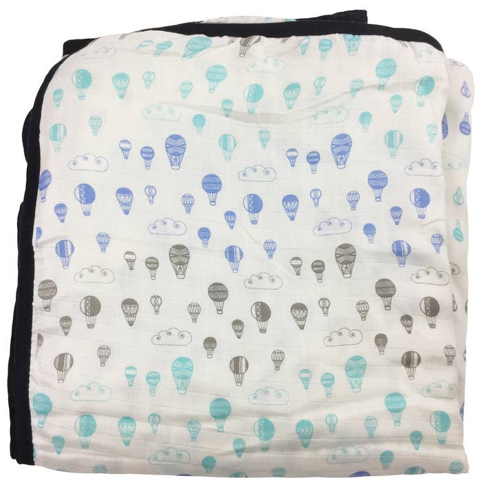 Hot Air Baloons Double Layer Blanket 50"x50" made from Bamboo, muslin, nursing cover, large size light weight blanket for wholesale by Bambino Land
