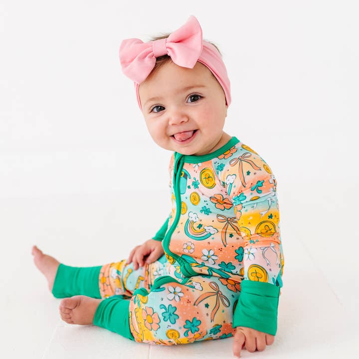 Ain't Over Til It's Clover Rainbow Convertible Footies for wholesale by Kiki + Lulu