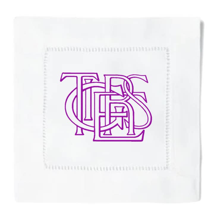 Serviettes à cocktail entrelacées Tigers pour la vente par Blythe Embroidery Co.