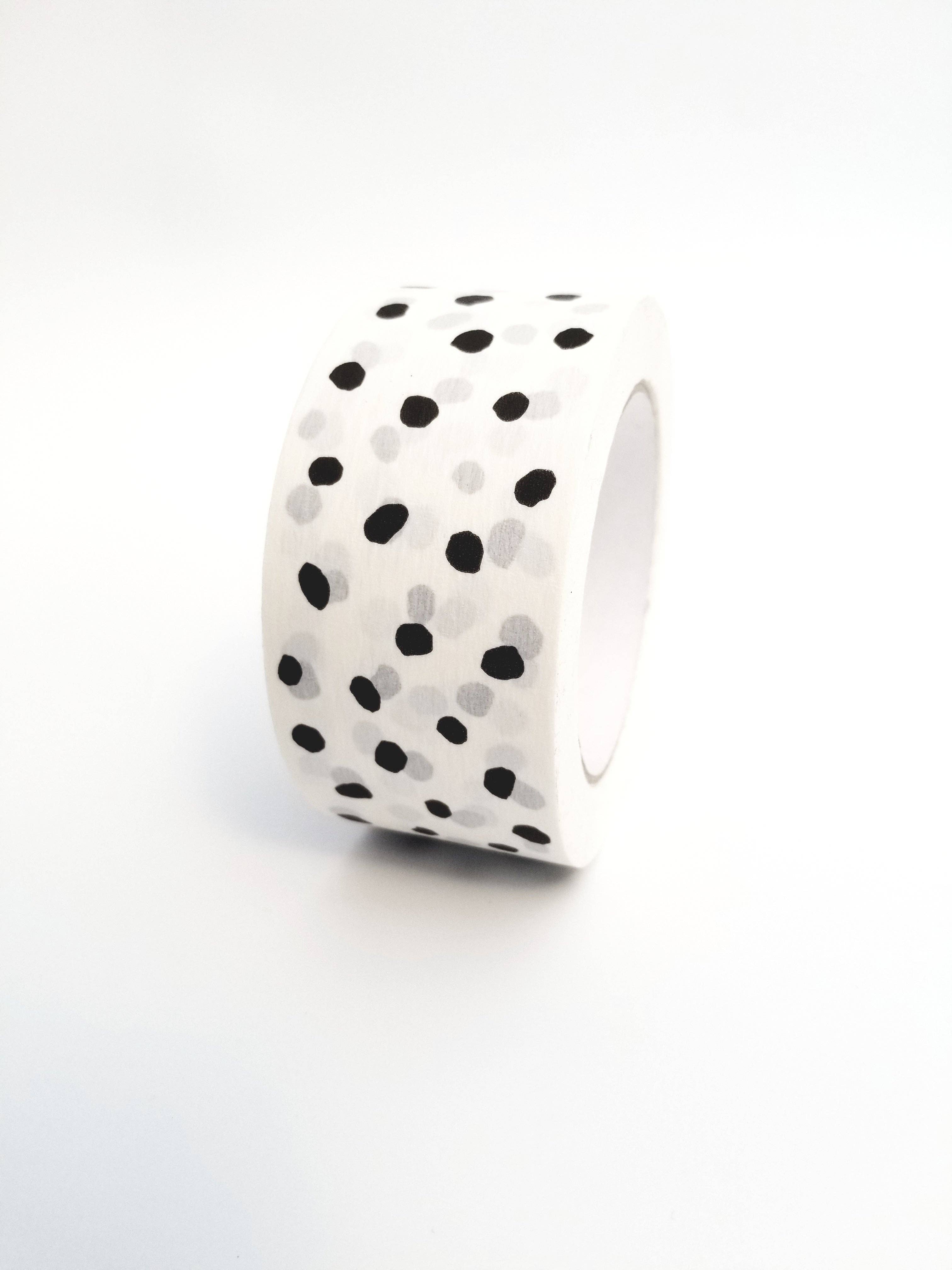 Tissue & Tape – wholesale Tape – Black polka dots on white paper | Packaging tape - 50mm5