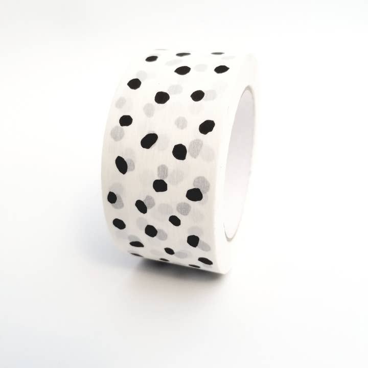 Tissue & Tape – wholesale Tape – Black polka dots on white paper | Packaging tape - 50mm5