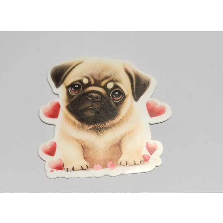 Adhesivo Love Pug | Adhesivo para portátil | Pegatina de vinilo para venta al por mayor de CraftdeeD