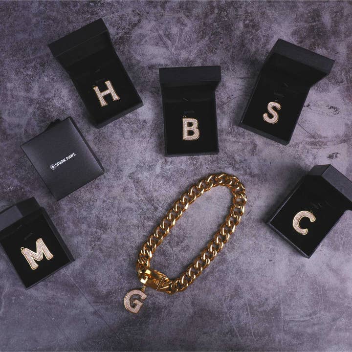 Spark Paws - Wholesale Pet Collar - Dog - Initial Letter Jewelry Tag - N