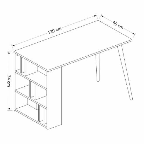 benjashop – wholesale Bokhylla – Arbetsbord med bokhylla - Gammal Stil/Antracit