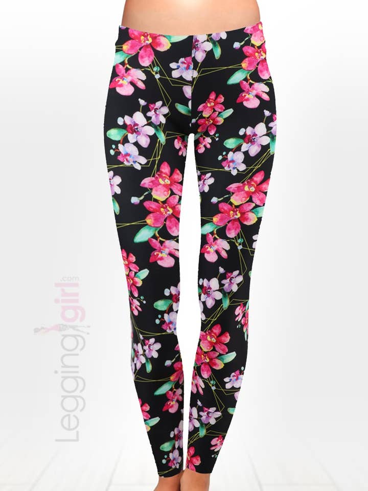 Blommande - Wide Band tryckt FeatherSoft kvinnors Leggings för wholesale av LeggingGirl.com