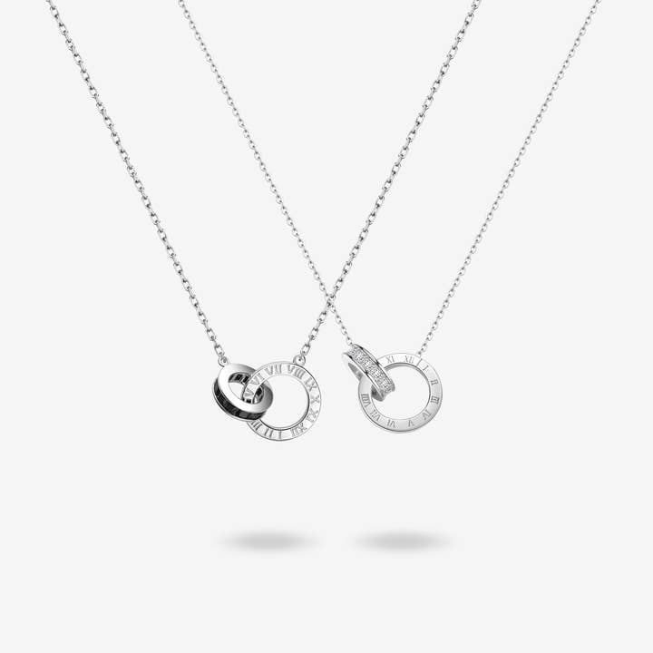 Collar de plata de ley con círculos entrelazados «Roman Time» para venta al por mayor de Fanci Me Jewelry