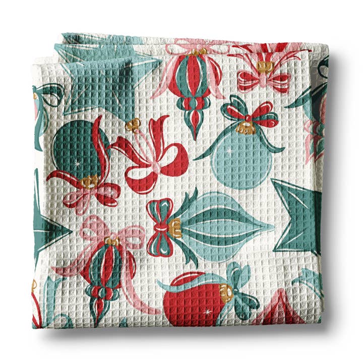 Christmas Ornament Kitchen Tea Towel Waffle Holiday Decor for wholesale by Canary Road