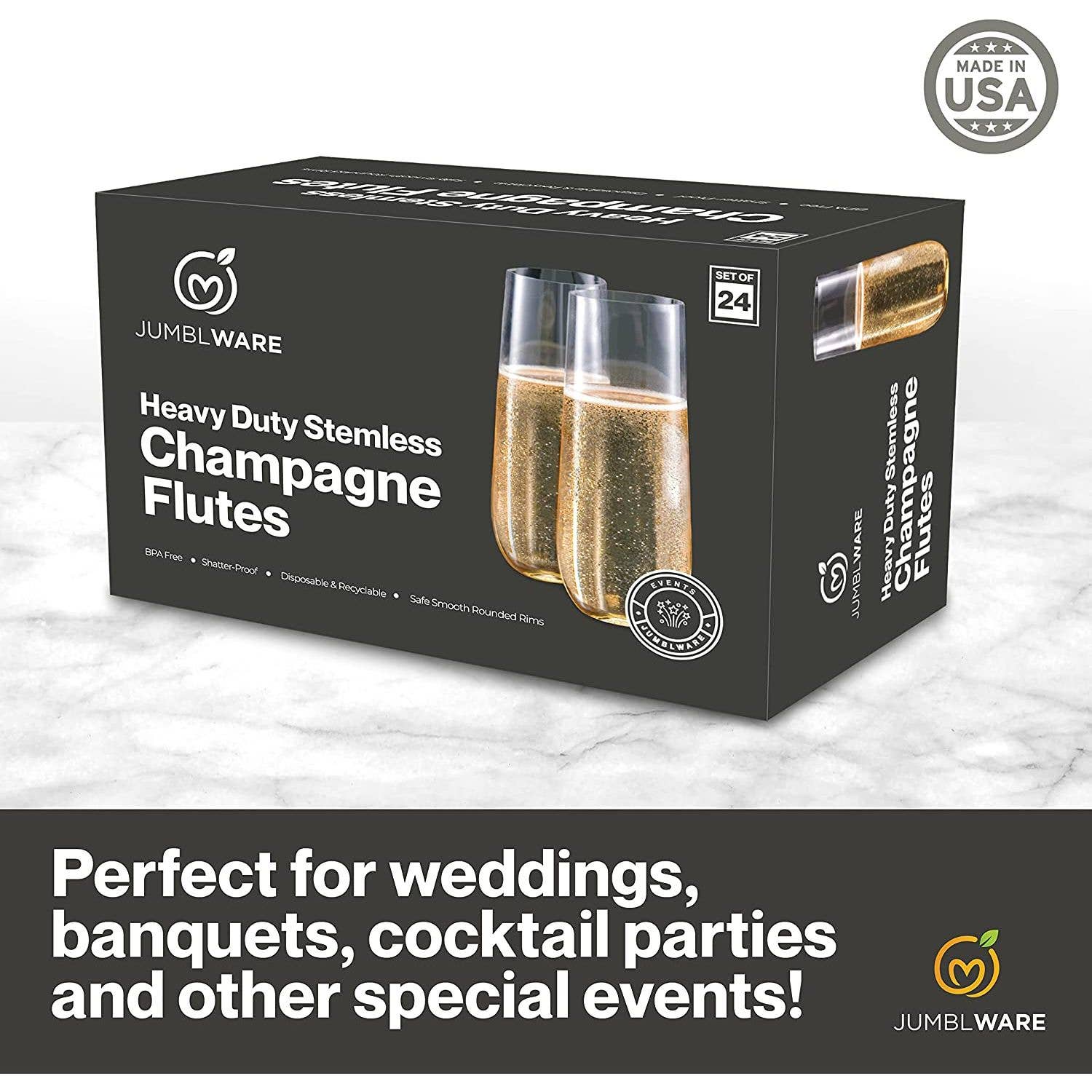 Jumbl – Engroshandel Champagneglas – 24 stk. 270 ml stabløse engangschampagneglas i klar plast6