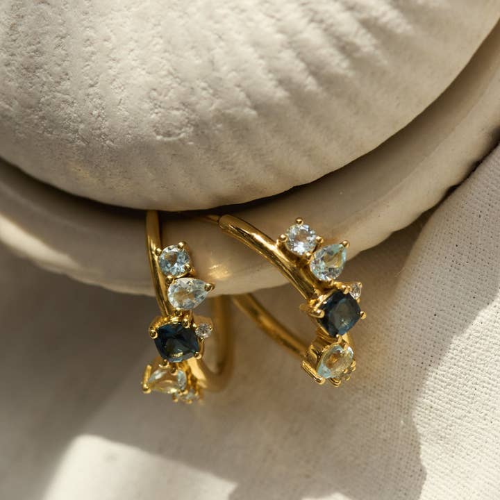 Gold Topaz Gemstone Zaria Earrings for wholesale by Dainty London