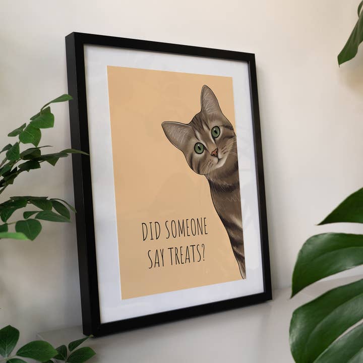 Hayley Jade Design Studio - Wholesale Art Print - Treats Cat Art Print2