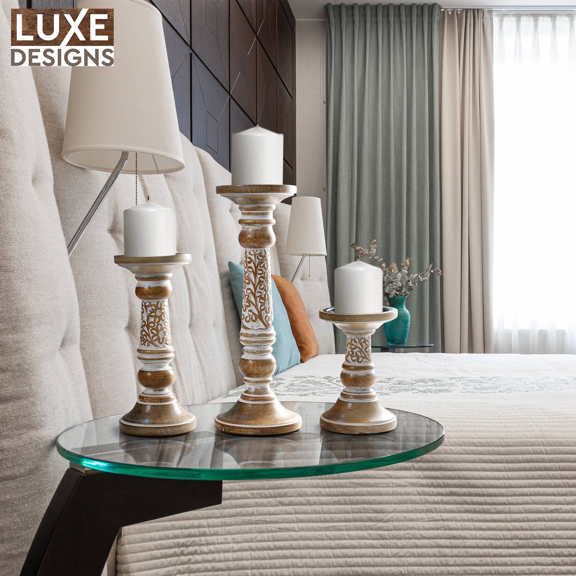 LuxeDesigns Co LLC - Wholesale Candle Holder - Candle Holders Wood - Hand Carved - Artisan Crafted6