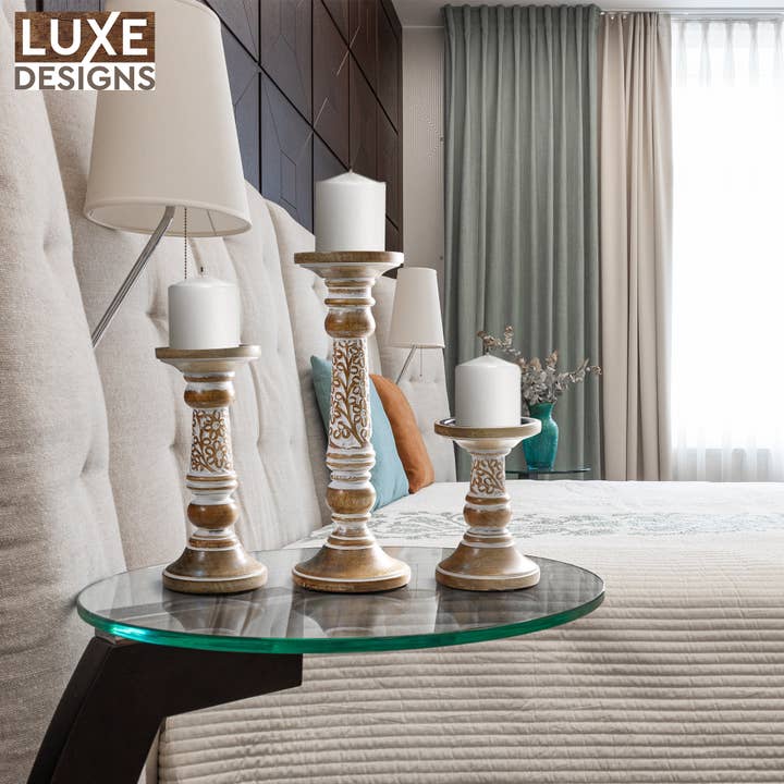 LuxeDesigns Co LLC - Wholesale Candle Holder - Candle Holders Wood - Hand Carved - Artisan Crafted6