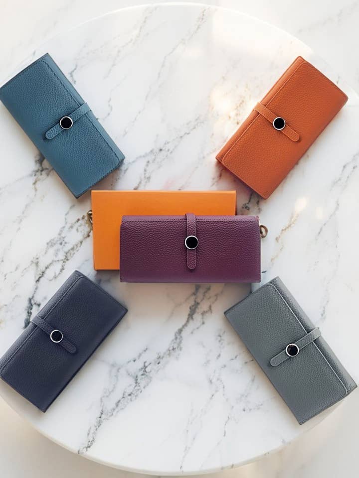 Carteira Bi-Fold de Pele de Seixo Vegan Premium por atacado de Hatzzi