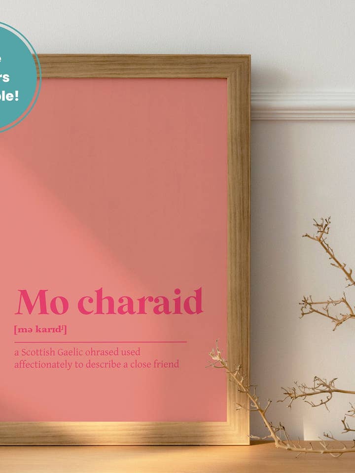 Mo Charaid Heart Love Marriage Engagement Gaelic Dictionary UNFRAMED PRINT for wholesale by Kalloway Design