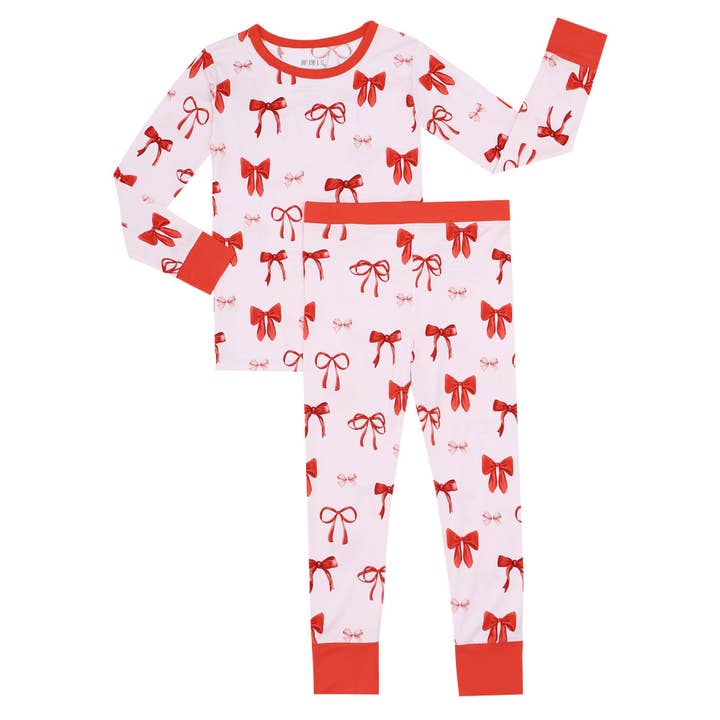 Crimson Bows Two Piece Set for wholesale by Baby Bean & Co.