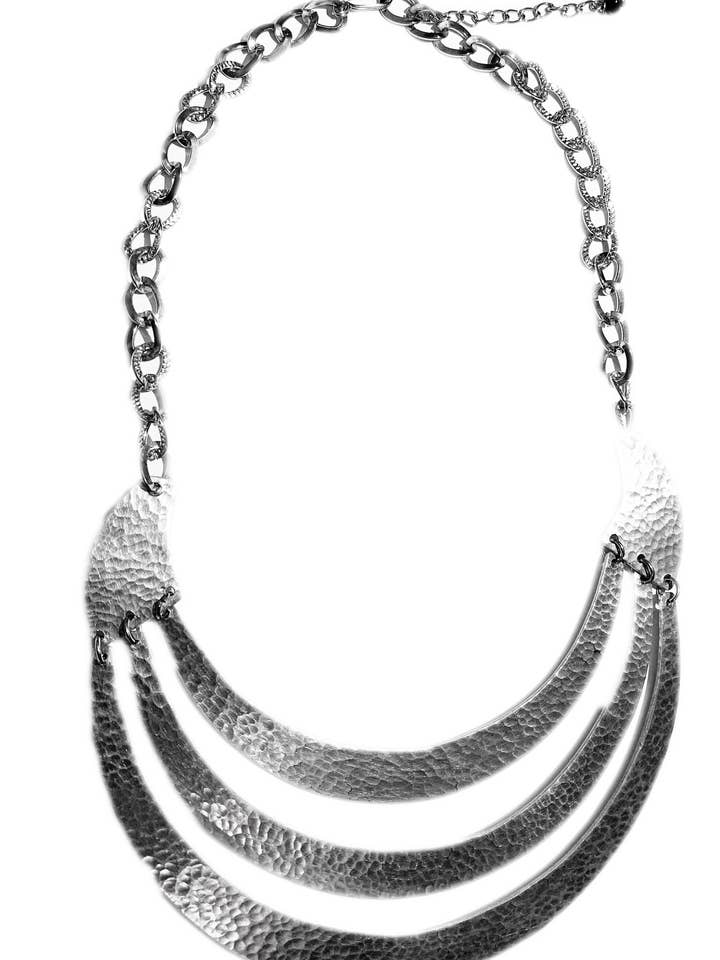 Tri Bar Lättvikt hamrad Silver Färg Halsband för wholesale av Maisha