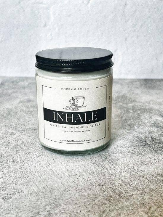 Inhale Crystal Intention Candle for wholesale by Poppy & Ember