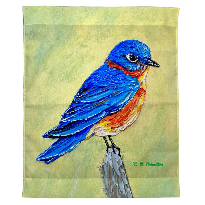 Blue Bird II Outdoor Wall Hanging 24x30 for wholesale by Betsy Drake Interiors