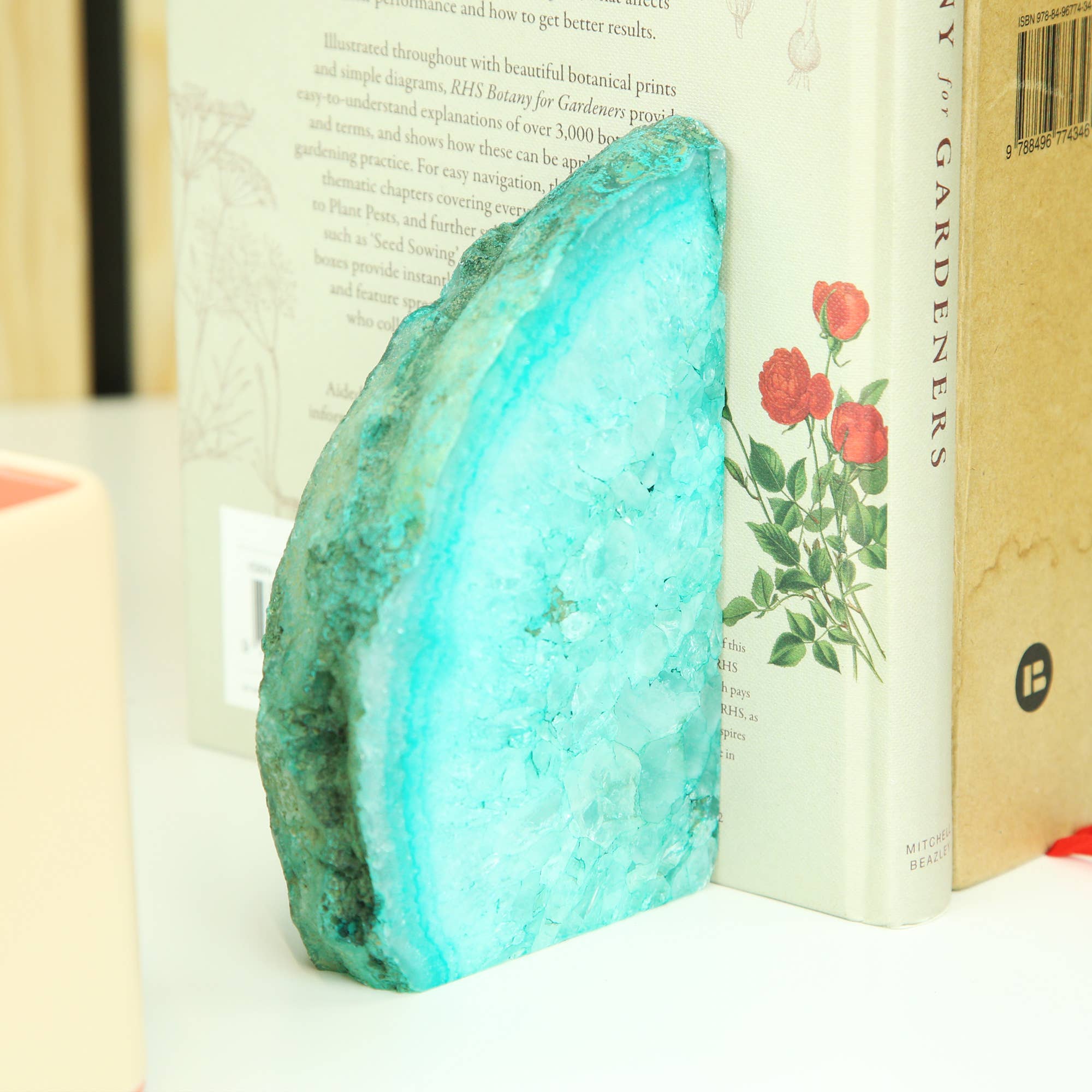 Curated Studio - Wholesale Bookend - Blue Crystal Bookends Geode Gemstone Fossil1
