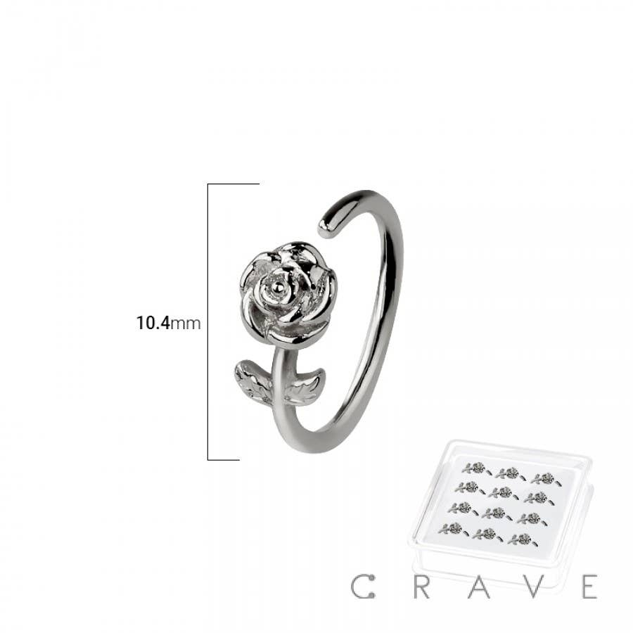 CRAVE - Wholesale Neusring - 12 STUKS ROZENBLOEM TOP 316L CHIRURGISCH STAAL HOOP NEUSRING1
